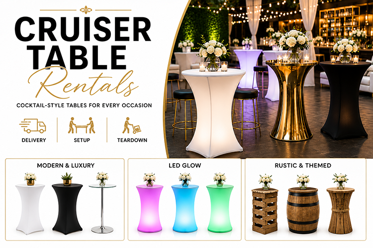 Cruiser Table Rentals | Bar-Height Tables for Events | Event Rentals ...